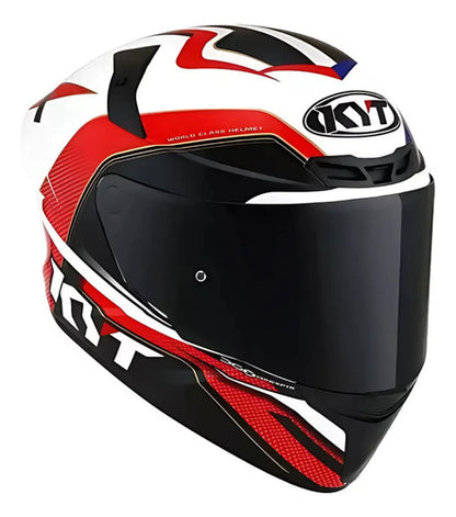 Capacete KYT TT-Course Grand Prix Azul Vermelho Branco Brilhante Tamanho 60/L