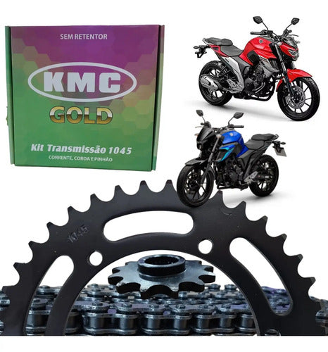 Kit Relação KMC Gold sem Retentor Yamaha Fazer Fz25 250 2018 a 2025 428H 136L 46/15T