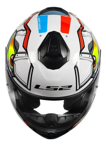 Capacete Escamoteável LS2 FF908 Strobe II Xdron com Óculos Solar Branco Laranja Neon