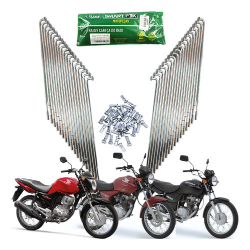Jogo de Raios Smartfox Honda Cg 125 150 160 Titan Fan Start Cargo 3,5 mm Zincado
