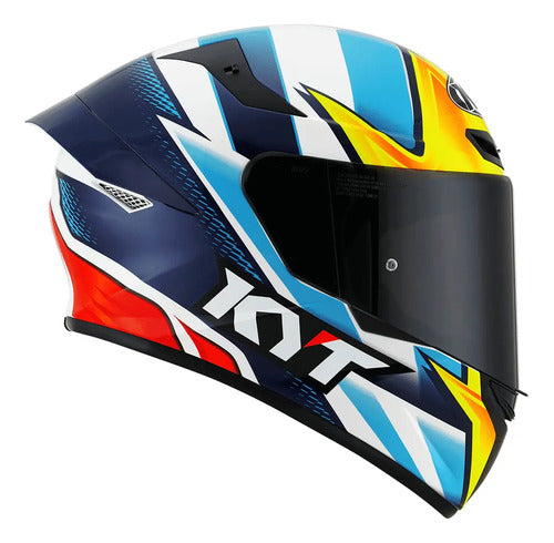 Capacete KYT TT-Course Leandro Tati Mercado Laranja Azul Branco Brilhante