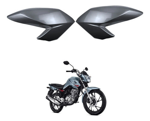Par de Abas do Tanque Paramotos Honda Cg 160 Fan Start 2016 a 2021 Prata Metálico