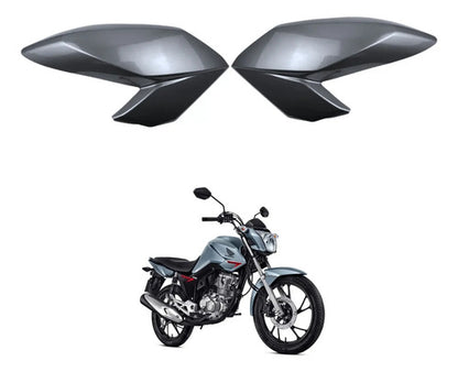 Par de Abas do Tanque Paramotos Honda Cg 160 Fan Start 2016 a 2021 Prata Metálico