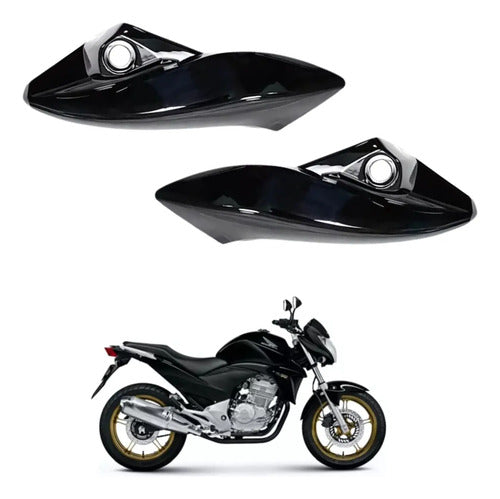 Par de Bananinhas Carenagens Laterais do Farol Paramotos Honda Cb 300r 2009 a 2012 Preto Brilhante