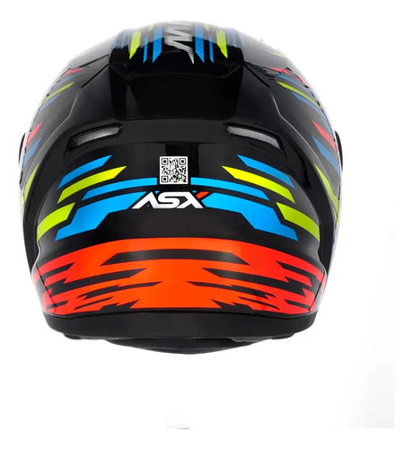 Capacete ASX City Arrow Preto Azul Amarelo Brilhante