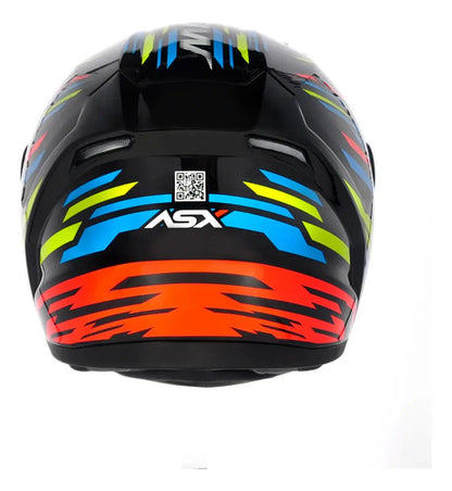 Capacete ASX City Arrow Preto Azul Amarelo Brilhante