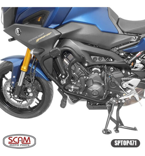 Protetor de Motor com Pedaleira Scam Yamaha Tracer 900 2020 em diante Preto Fosco