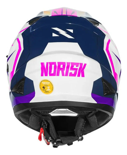 Capacete Norisk FF302 Soul II Factor com Óculos Solar Interno Branco Rosa Brilhante