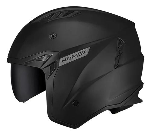 Capacete Aberto Norisk Darth II Solid com Óculos Preto Fosco