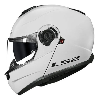 Capacete Escamoteável LS2 FF908 Strobe II Solid com Óculos Solar Branco Brilhante Tamanho 56/S