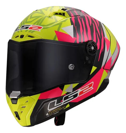Capacete LS2 FF805 Thunder C GP Aldeguer Replica com Spoiler Rosa Amarelo Brilhante Tamanho 60/L