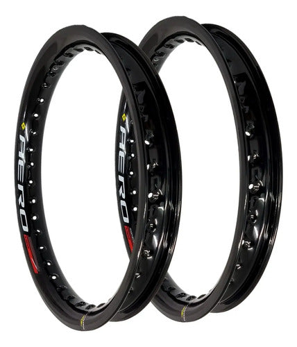 Par de Aros de Roda Aero Slim Monaco Honda Cg 160 Titan Fan Start 2.15x18 e 2.50x18 Preto Brilhante
