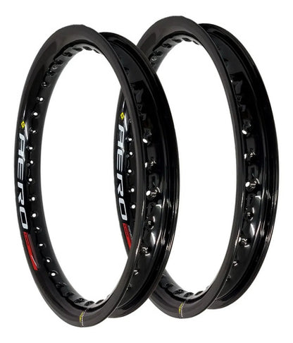 Par de Aros de Roda Aero Slim Monaco Honda Cg 160 Titan Fan Start 2.15x18 e 2.50x18 Preto Brilhante