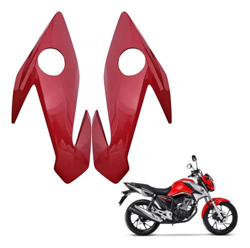 Par de Carenagens Laterais do Farol Paramotos Honda Cg 160 Titan 2022 a 2024 Vermelho Guaraú