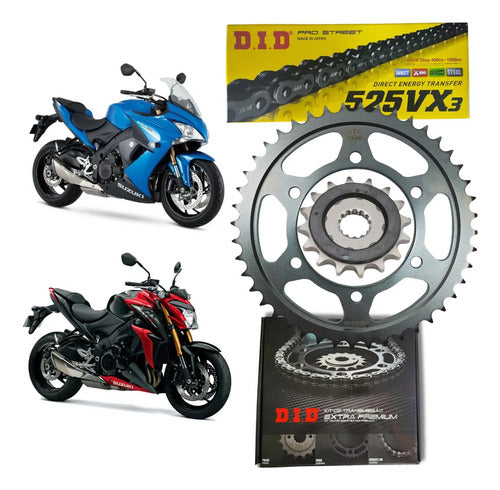 Kit Relação DID Premium com Retentor Suzuki Gsx-S1000 Gsx-S1000f Gsx-S1000 Katana 525VX3 116L 44/17T