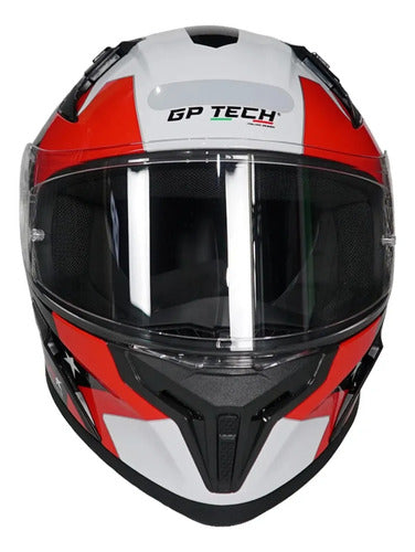 Capacete GP Tech Sense Army Preto Vermelho Branco Brilhante Tamanho 58
