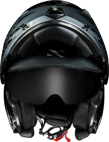 Capacete Escamoteável Norisk Route FF345 Charge com Óculos Solar Preto Titânio Azul Tamanho 56/S
