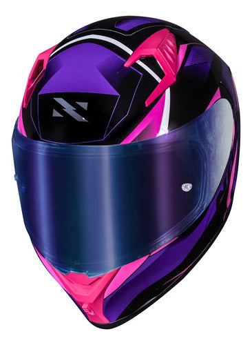 Capacete Norisk Flow Pulse com 2 Viseiras e Spoiler Roxo Rosa