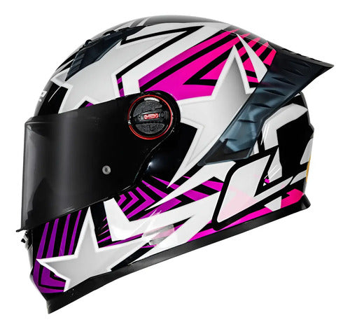 Capacete LS2 FF358 Pro Estellar com Spoiler Preto Roxo Rosa