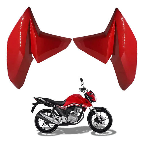 Par de Aletas Abas do Tanque Paramotos Honda Cg 160 Titan 2016 a 2021 Vermelho