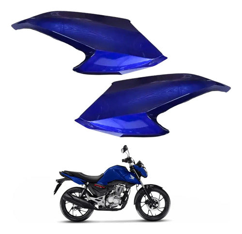 Par de Abas do Tanque Paramotos Honda Cg 160 Fan Start 2016 a 2021 Azul