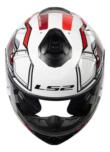 Capacete Escamoteável LS2 FF908 Strobe II Xdron com Óculos Solar Branco Vermelho