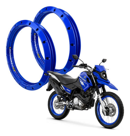 Par de Aros de Roda GS Monaco Yamaha Crosser 150 1.85x19 e 2.15x17 Azul