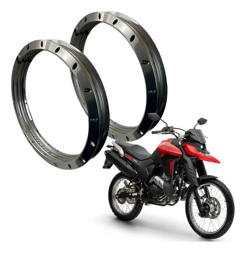 Par de Aros de Roda GS Monaco Yamaha Lander 250 2018 a 2026 1.85x21 e 2.15x18 Prata Cromado
