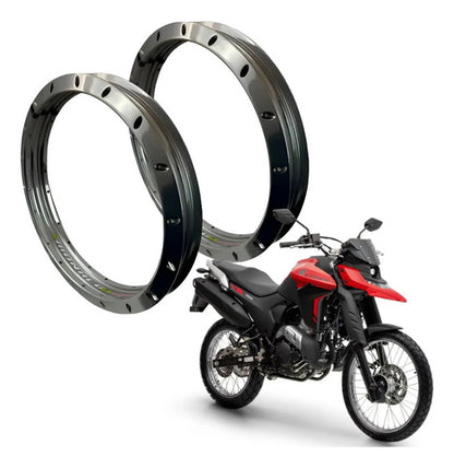 Par de Aros de Roda GS Monaco Yamaha Lander 250 2018 a 2026 1.85x21 e 2.15x18 Prata Cromado