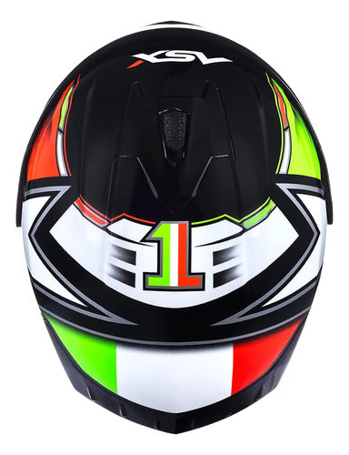 Capacete ASX Draken Pilot Preto Vermelho Verde Brilhante