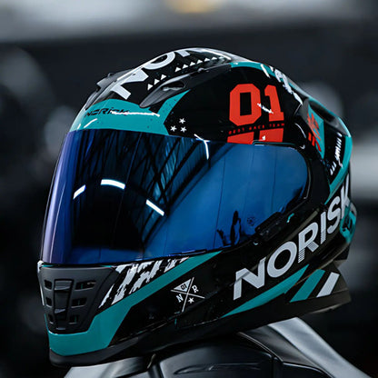 Capacete Norisk FF302 Soul Tokyo com Óculos Solar Interno Preto Verde Brilhante