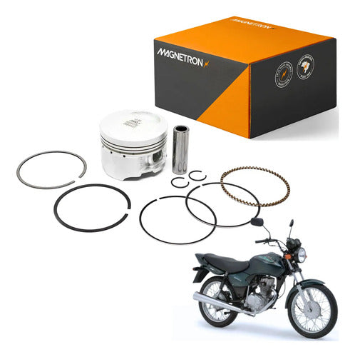 Kit Pistão com Anéis Magnetron Honda Cg 125 Titan 2002 a 2004 0,50 mm
