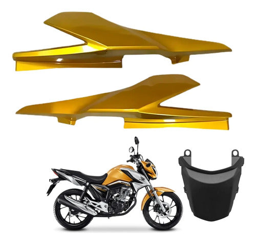 Kit Rabeta Lateral Completa Paramotos Honda Cg 160 Titan 2016 a 2024 Amarelo Perolizado
