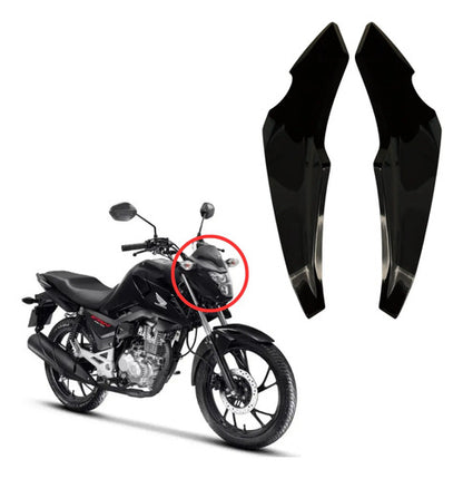 Par de Carenagens Laterais do Farol Paramotos Honda Cg 160 Titan Fan Start 2025 em diante Preto Liso