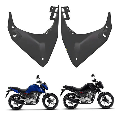 Par de Acabamentos Internos da Aba do Tanque Paramotos Honda Cg 160 Fan 2016 a 2021 Preto