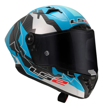 Capacete LS2 FF805 Thunder C GP Huertas Replica com Spoiler Azul Preto Brilhante