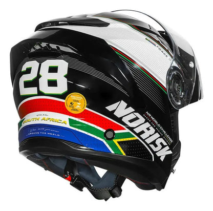 Capacete Norisk FF302 Soul II Grand Prix África do Sul com Óculos Solar Interno Branco Tamanho 60/L