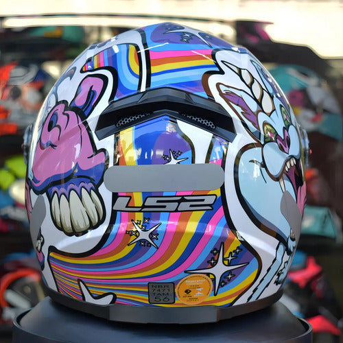 Capacete LS2 FF358 Bubble Branco Rosa Brilhante Tamanho 62/XL