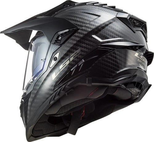 Capacete Off-Road LS2 MX701 Explorer C Solid com Óculos Solar Interno Preto Brilhante