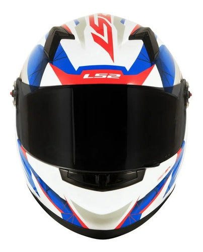 Capacete LS2 FF358 Draze Branco Azul Vermelho Brilhante Tamanho 58/M