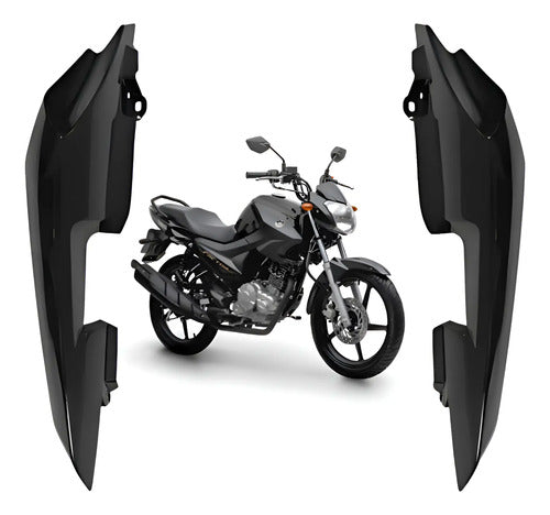 Par de Rabetas Laterais Paramotos Yamaha Factor 150 2016 a 2024 Preto Brilhante