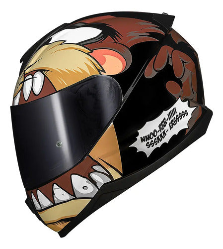 Capacete Norisk Razor Looney Tunes Taz Preto Brilhante