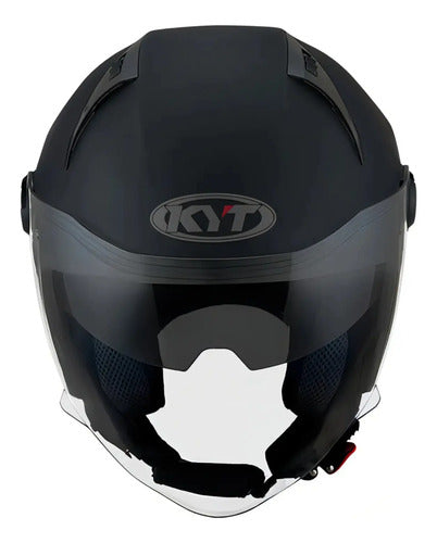 Capacete Aberto KYT D-City Solid com Óculos Solar Interno Preto Fosco