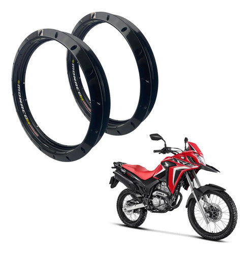 Par de Aros de Roda GS Monaco Honda Xre Sahara Tornado 300 1.85x21 e 2.15x18 Preto Brilhante