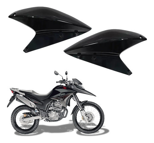 Par de Abas do Tanque Superiores Paramotos Honda Xre 300 2010 a 2012 Preto Brilhante