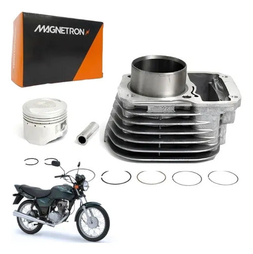 Kit Cilindro Pistão e Anéis Magnetron Honda Cg 125 Titan Fan 2001 a 2008 Bros 125 2003 a 2005