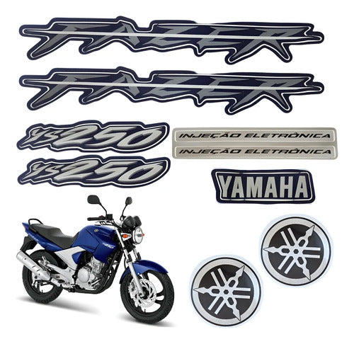 Kit Adesivos JS Yamaha Fazer 250 2008 Azul