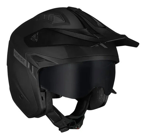 Capacete Aberto Norisk Darth II Solid com Óculos Preto Fosco