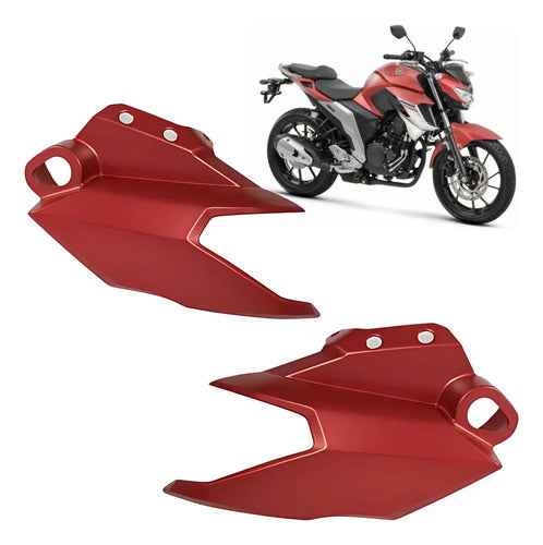 Par de Carenagens Laterais do Farol Paramotos Yamaha Fazer Fz25 250 2018 a 2021 Vermelho Fosco