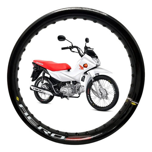 Par de Aros de Roda Aero Slim Monaco Honda Biz 125 Biz 110i Pop 110i 17x55 e 14x60 Preto Brilhante